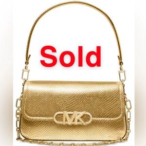 Michael Kors Parker Medium Metallic Snake Embossed Leather Shoulder Bag